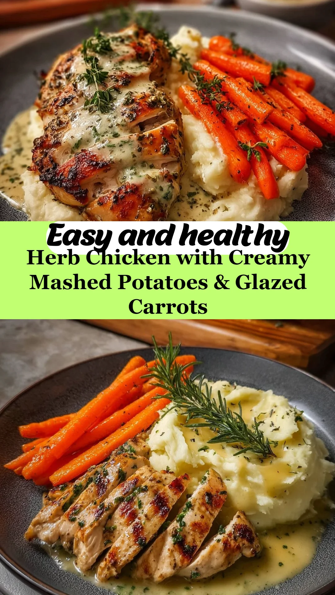 Herb Chicken with Creamy Mashed Potatoes & Glazed Carrots