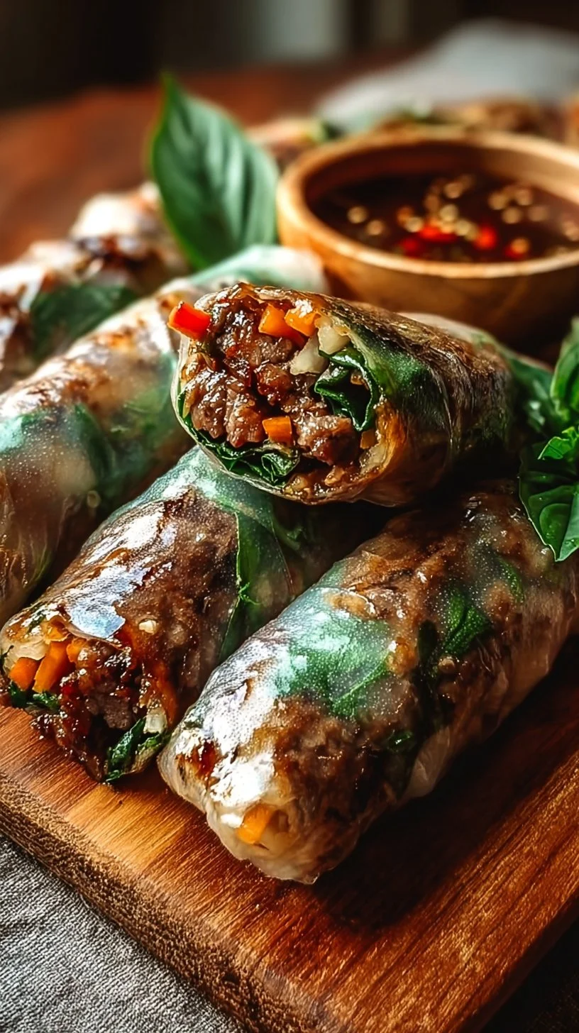 Savory Thai Basil Beef Rice Paper Rolls