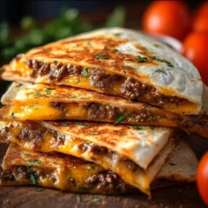 Delicious Smashburger Quesadillas with cheese and toppings