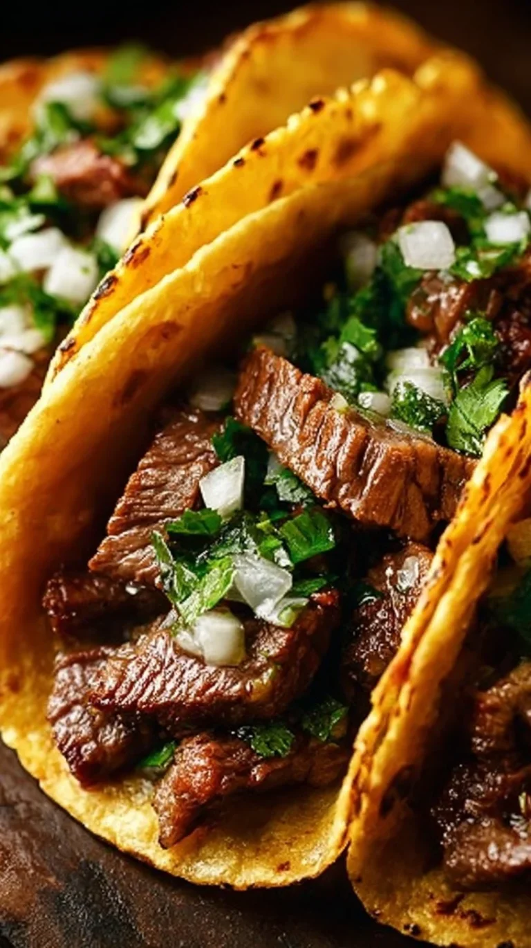 Stovetop carne asada street-style tacos garnished with fresh toppings