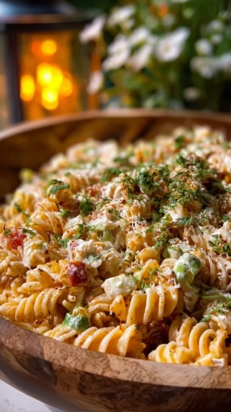 Colorful Street Corn Pasta Salad with fresh ingredients and vibrant flavors