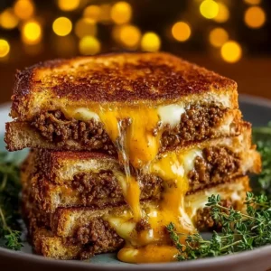 Ultimate cheesy ground beef melt served with melted cheese and savory beef