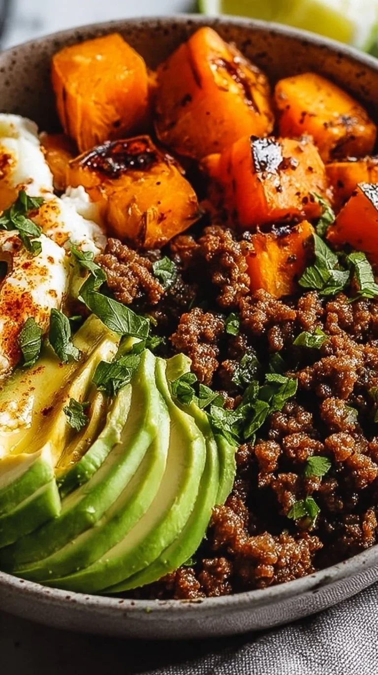 Viral hot honey ground beef bowl served in a vibrant dish with colorful toppings