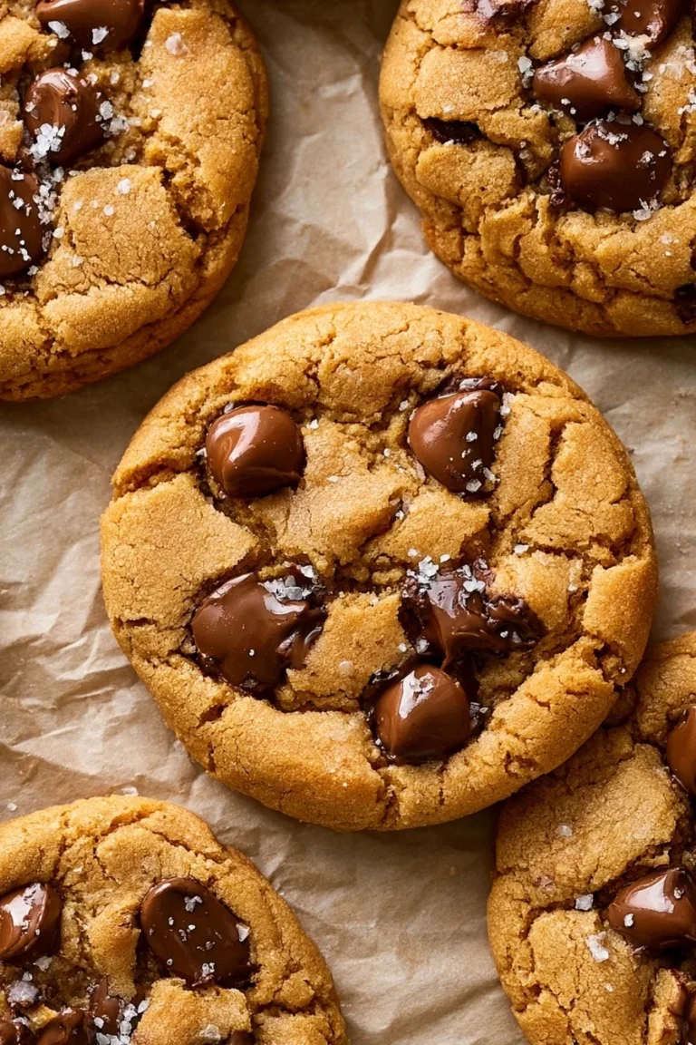 Delicious brown butter chocolate chip cookies fresh out of the oven.
