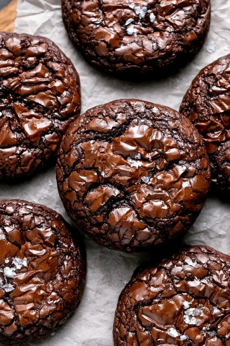 Delicious brownie cookies piled high on a plate, showcasing their rich chocolate texture.