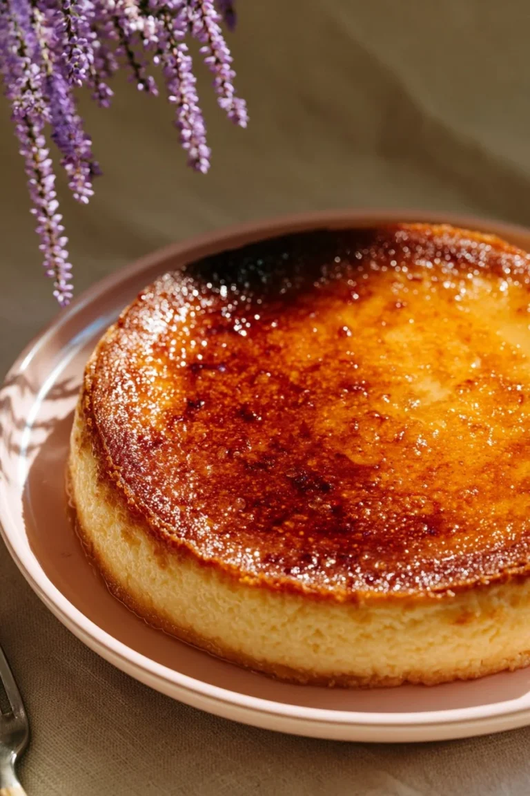 Delicious burnt cream cheesecake with a caramelized top layer
