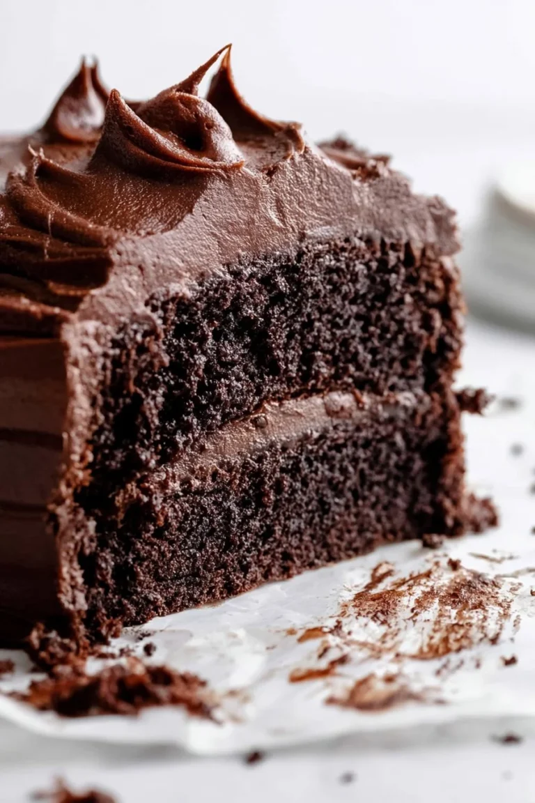 Delicious homemade chocolate cake recipe with rich frosting and chocolate layers