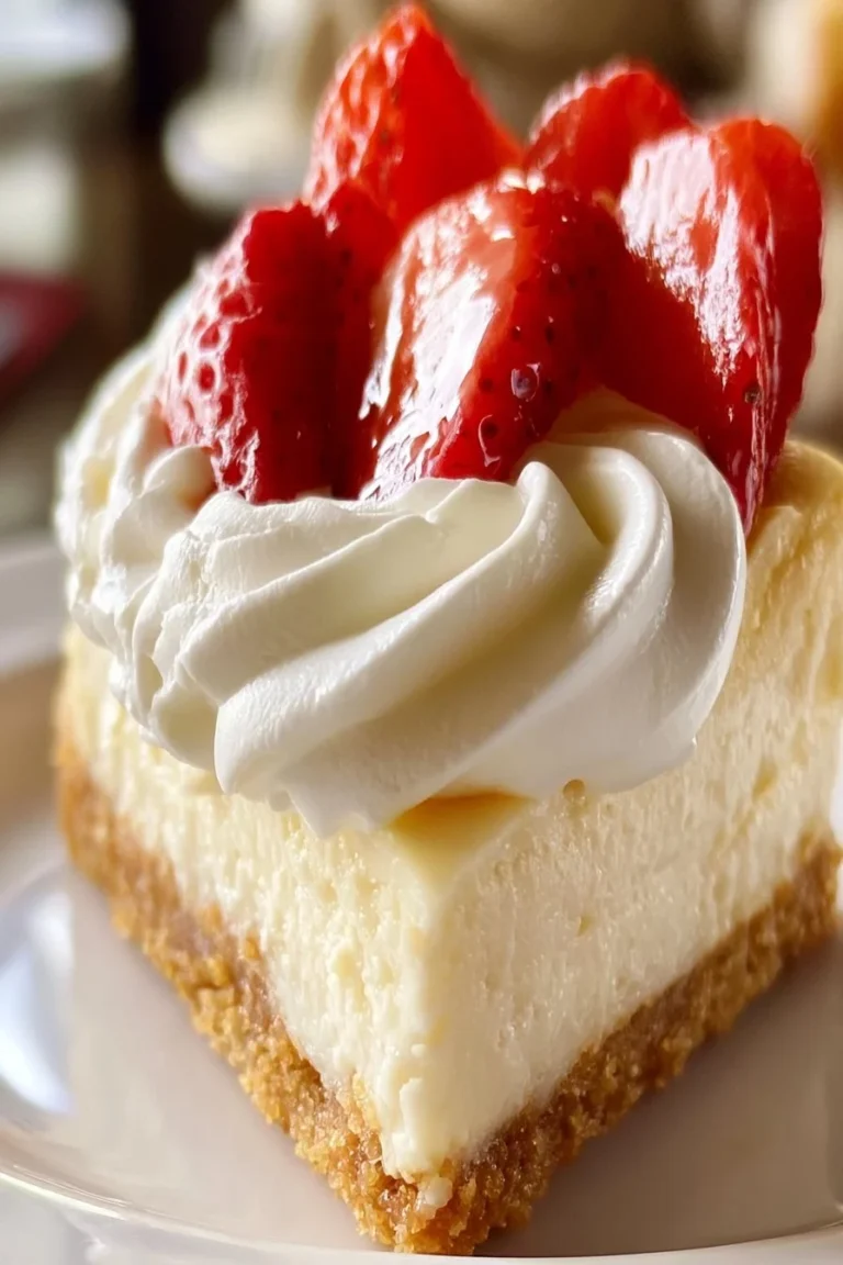Easy homemade cheesecake with fresh berries on top and a graham cracker crust.