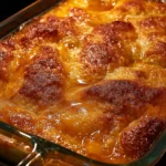 Delicious easy peach cobbler dessert served in a bowl