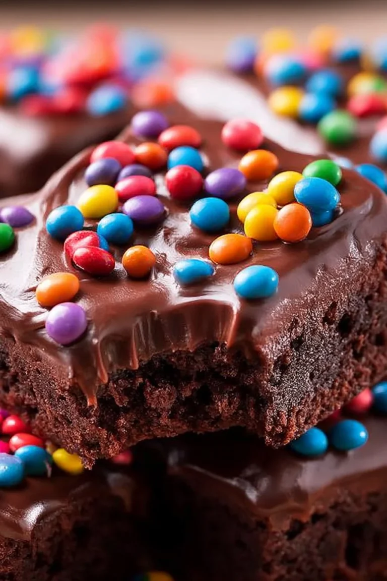 Delicious homemade cosmic brownies topped with chocolate and sprinkles.