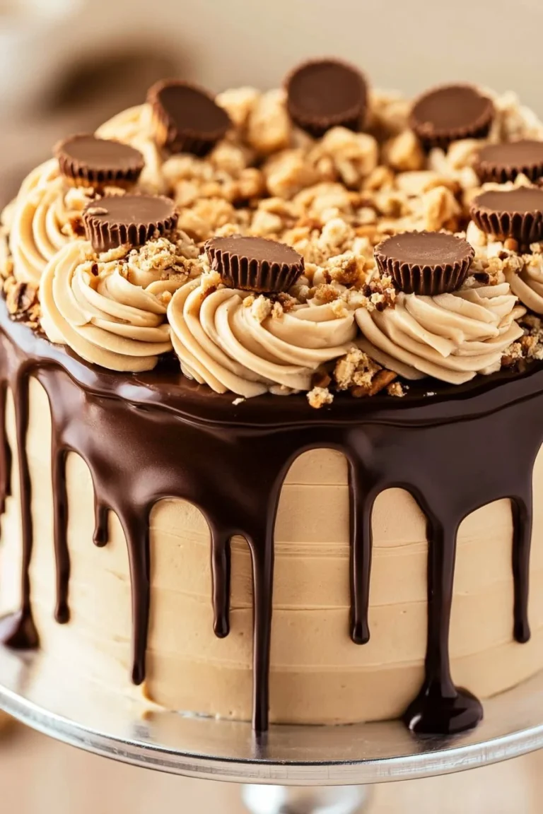 Peanut Butter Chocolate Layer Cake with luscious layers and frosting