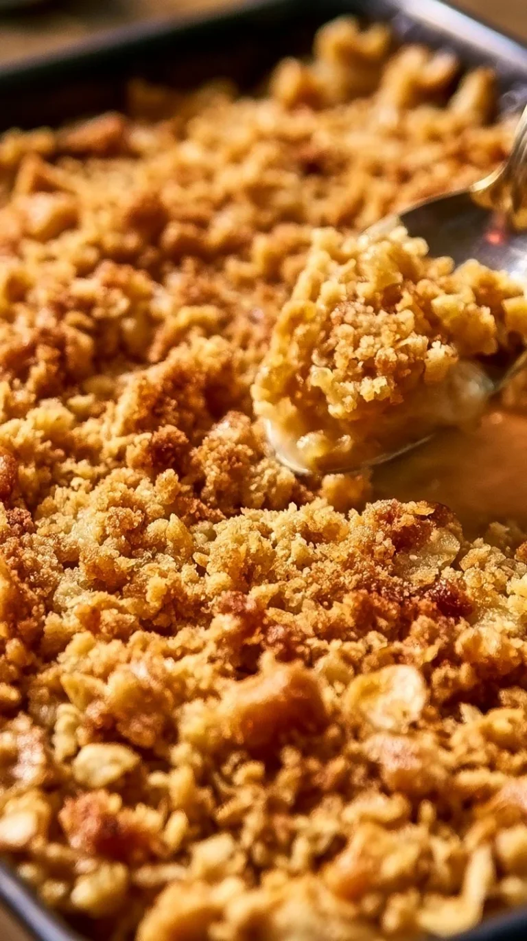 Delicious Amish Apple Crisp with fresh apples and a golden crumbly topping