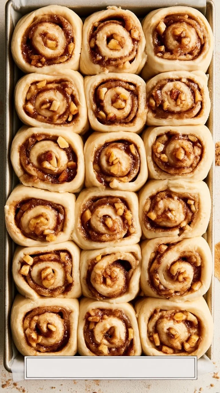Delicious Apple Pecan Cinnamon Rolls drizzled with icing on a plate.