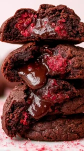 Delicious Chocolate Raspberry Truffle Cookies with chocolate and raspberry.