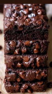 Slice of double chocolate banana bread topped with chocolate chips and banana slices