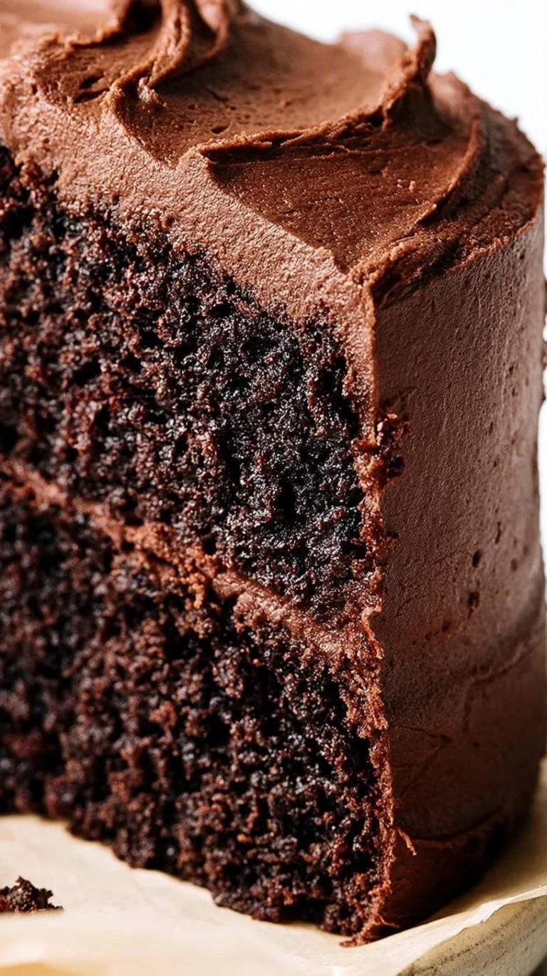 Delicious slice of Ina Garten's famous chocolate cake, rich and moist dessert