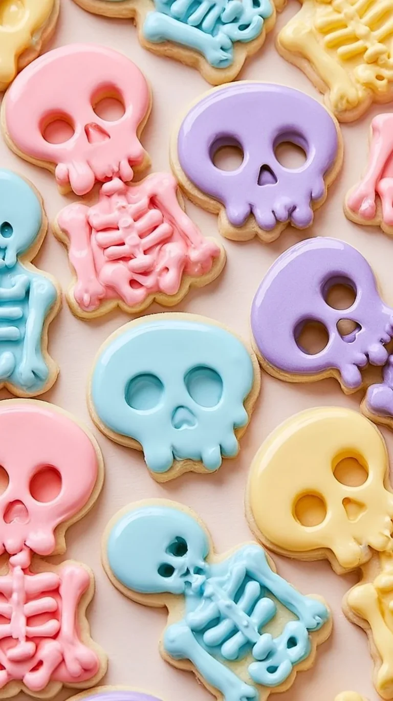 Colorful pastel Halloween cookies decorated for a festive celebration