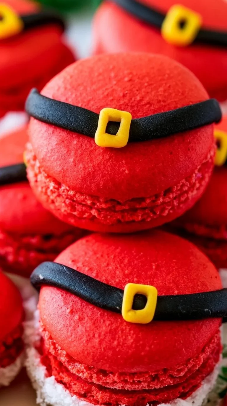Delicious Santa Claus Macarons decorated for the holiday season