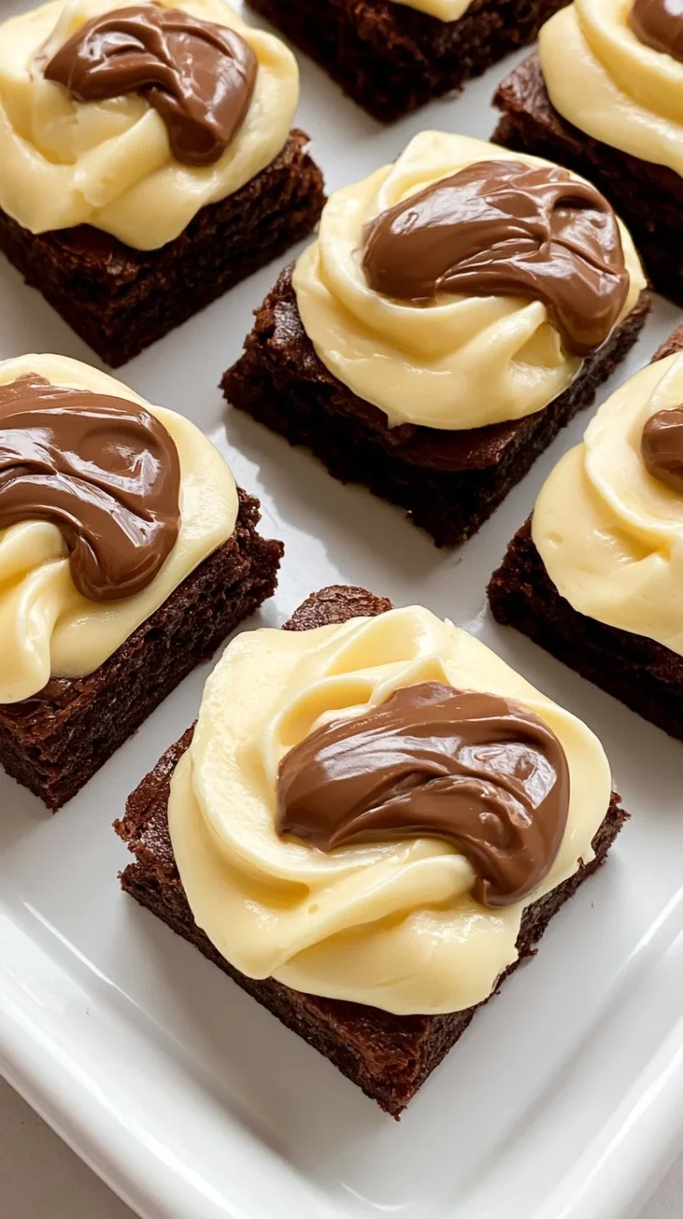 Delicious stuffed brownies with creamy filling and chocolate drizzle